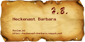 Heckenast Barbara névjegykártya